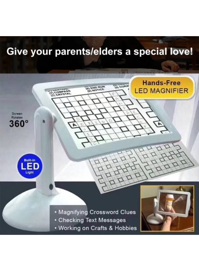 Hands-Free LED Magnifier Lamp with 360° Rotating Screen – Reading & Craft Magnifying Glass Stand - Image 2